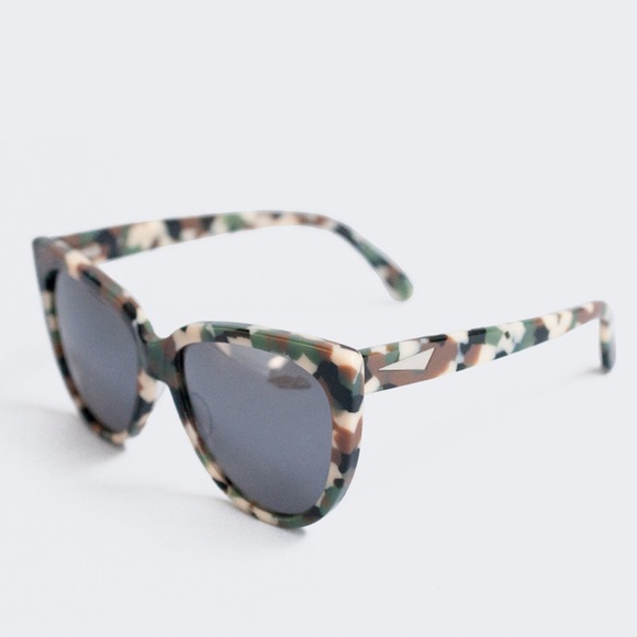 PRISM Italy Mirror Gray Lenses Cat Eye Camouflage Frame Acetate Sunglasses - Picture 12 of 13